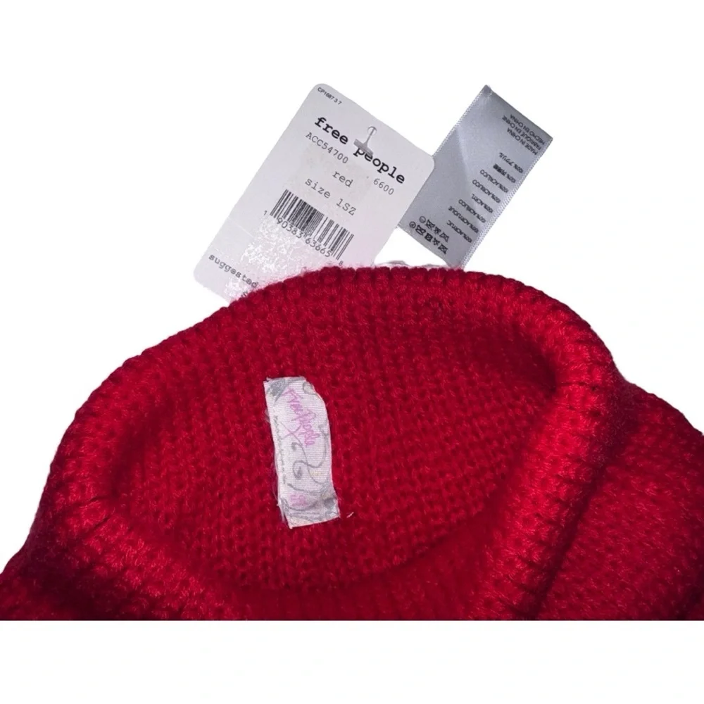 Free People (NWT) Red Knit Beanie - Picture 3 of 4
